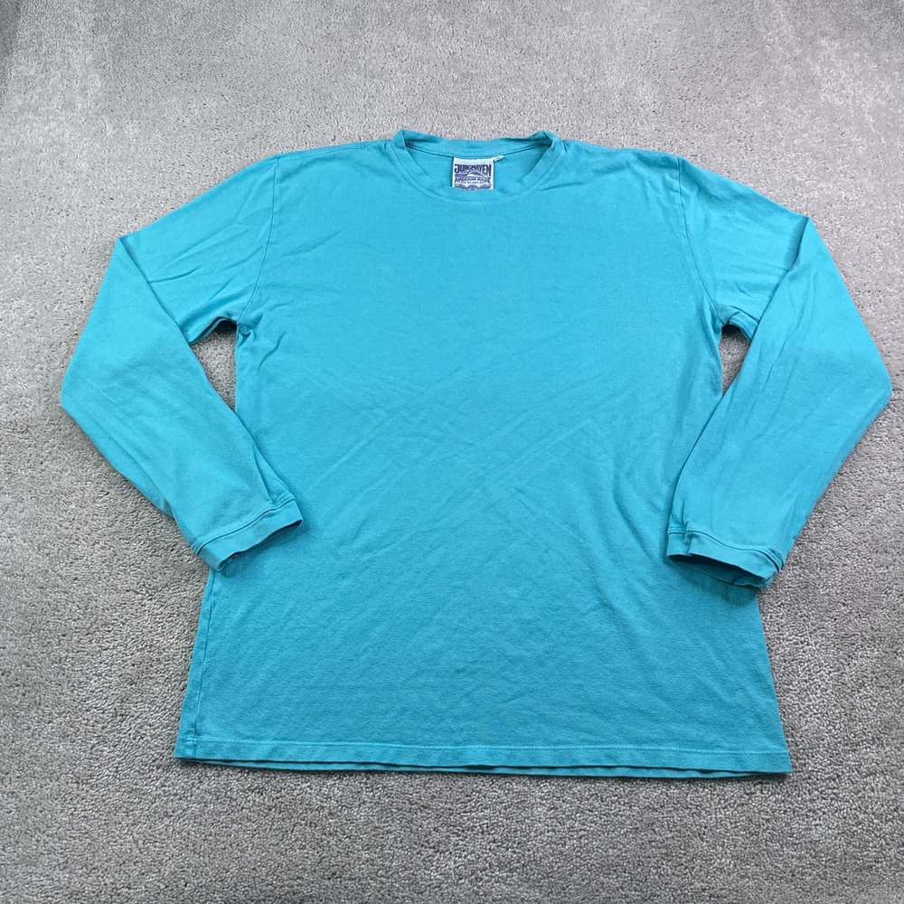 Jungmaven Shirt Mens Extra Large Blue Long Sleeve Hemp Organic Cotton USA Made